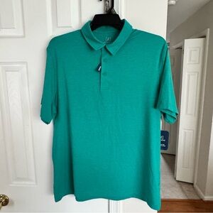 George Men's XL Poly Polo Shirt Tropical Jade Heather Short Sleeve Stretch Golf
